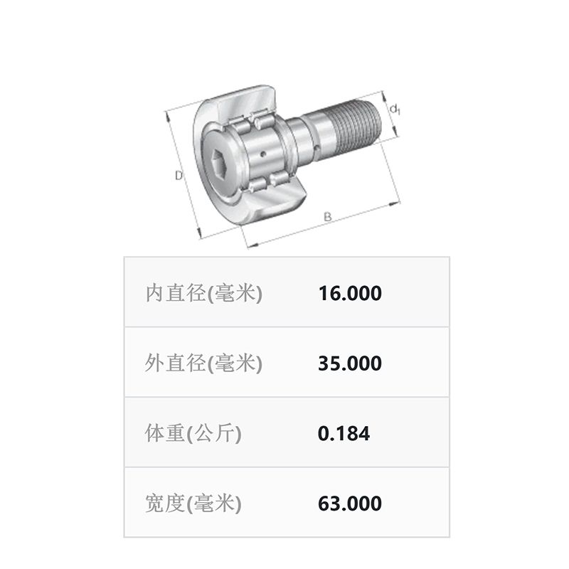 INA德國原裝進口F-229818.01.PWKR螺栓型滾輪軸承(圖2)